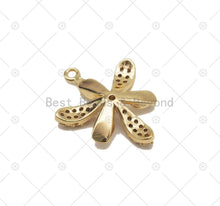 Load image into Gallery viewer, CZ Micro Pave and White Enamel Flower Shape Pendant,18K Gold Filled Flower Charm, Necklace Bracelet Charm Pendant, Sku#LX06
