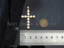 Load image into Gallery viewer, Mother of Pearl Cross Shape Pendant/Charm,18K Gold MOP Charm, 27x40mm, Sku#LD30