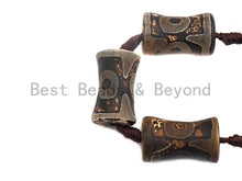 Load image into Gallery viewer, 1pc/12pc  Etched Tibetan agate Spool Beads, Dzi Agate Beads, Chunky Tibetan Agate,Dark Brown Agate Beads, 15x22mm, sku# U518