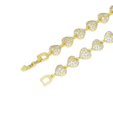 Load image into Gallery viewer, Gold Silver Clear CZ Heart Bracelet, Sku#A331