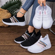 Load image into Gallery viewer, Women's Breathable Flyknit Slip-On Casual Shoes | Lightweight Mesh Striped Sneakers | Sarah Express