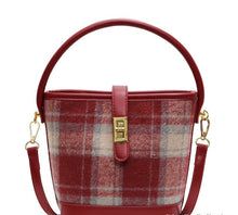 Load image into Gallery viewer, Vintage Plaid Suede Tote Bucket Bag - Korean Style Shoulder Handbag for Women
