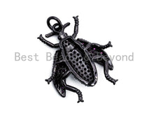 Load image into Gallery viewer, BEETLE Inspired Charm, CZ Micro Pave Fuchsia Insect Pendant, Cubic Zirconia Pendant,Gold/Rose Gold/Silver/Black,23x25x6mm,SKU#F455