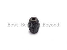 Load image into Gallery viewer, Black CZ Pave On Black Micro Pave Oval Spacer Beads Crystal for Bracelet/Necklace, Cubic Zirconia Beads, 10x13mm, sku#G414