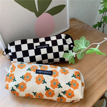 Load image into Gallery viewer, Corduroy Pencil Case Makeup Bag - Korean Style Retro Floral Canvas Pouch for Students
