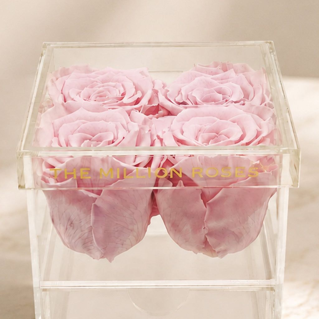 Acrylic 4 Drawer Box | Light Pink Roses