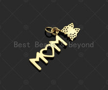 Load image into Gallery viewer, Gold Filled CZ Micro Pave Mom Heart Shape Pendant,18K Gold Filled Mom Charm, Mother's Day Necklace Bracelet Pendant,8x20/12x27mm,Sku#LK365