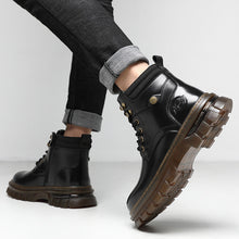 Load image into Gallery viewer, Men's Fleece-Lined British Platform Boots | Microfiber Leather Lace-Up Winter Boots