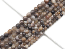 Load image into Gallery viewer, Natural Black Sunstone Round Smooth Beads, Sku#U1319