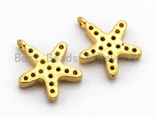 Load image into Gallery viewer, CZ Micro Pave Small Starfish Pendant/Charm, Cubic Zirconia Pendant in Gold Rose gold Black Silver, Fashion Jewelry Findings, 9x10mm, sku#B77
