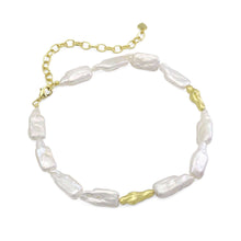 Load image into Gallery viewer, Freshwater Long Nugget Biwa Pearl with Gold Spacer Necklace, Y866