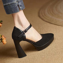 Load image into Gallery viewer, Women's Pointed-Toe Chunky Heel Sandals | Closed-Toe Block Heels
