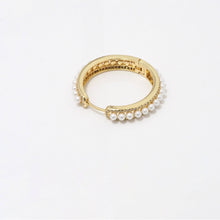 Load image into Gallery viewer, CZ Pearl Round Hoop Earrings, Sku#LD386