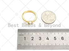 Load image into Gallery viewer, White Pearl Cross Open Ring, Sku#LD82
