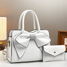 Load image into Gallery viewer, Fashionable Crocodile-Print Bow Bucket Bag Patent Leather Glossy Crossbody Bag