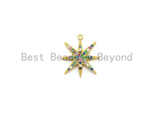 Load image into Gallery viewer, Multi-Color CZ  Micro Pave Star Charm/Pendant, Star Shaped Pave Pendant, Gold plated, 9x11mm, Sku#B104