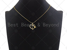 Load image into Gallery viewer, 18K Gold Butterfly On Heart Shape Pendant,Heart Charm, Heart Pave Pendant, Gold plated, 19x22mm, Sku#LK52