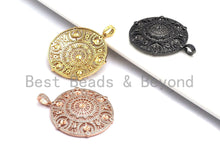 Load image into Gallery viewer, CZ Micro Pave Round Filigree Flower Pendant/Charm, Cubic Zirconia Paved Charm, Necklace Bracelet Focal Pendant, 42x46mm,sku#F632C