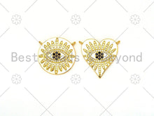 Load image into Gallery viewer, CZ Micro Pave Evil Eye On Round/Heart Shape Pendant,18K Gold Filled Evil Eye Charm, Necklace Bracelet Charm Pendant,22mm/23x25mm,Sku#LK382