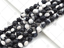 Load image into Gallery viewer, Natural Black White Fire Agate Round Faceted Beads, 8mm/10mm