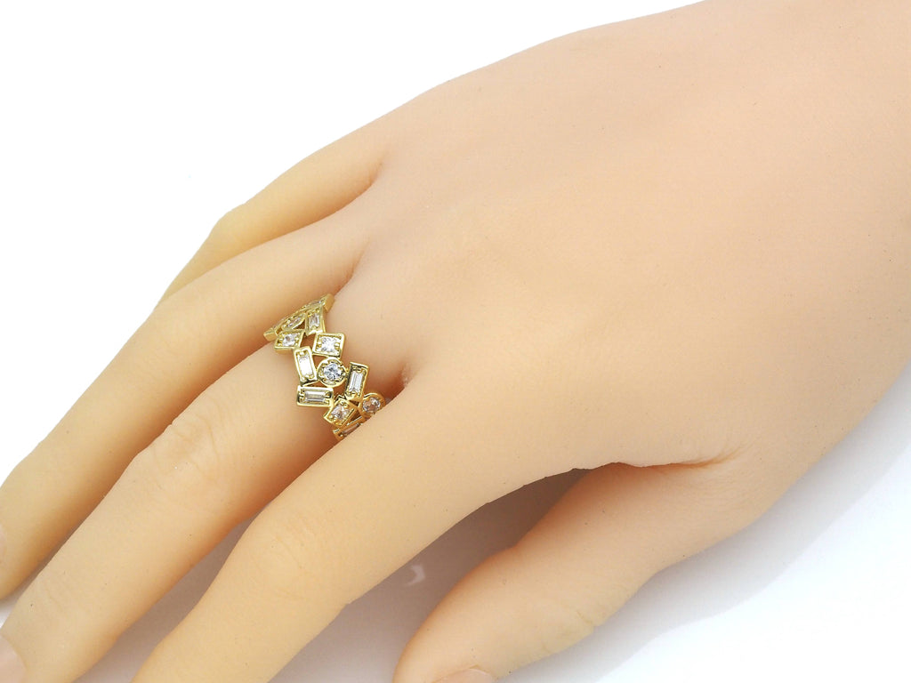 Baguette CZ Micro Pave Statement Ring, LD138