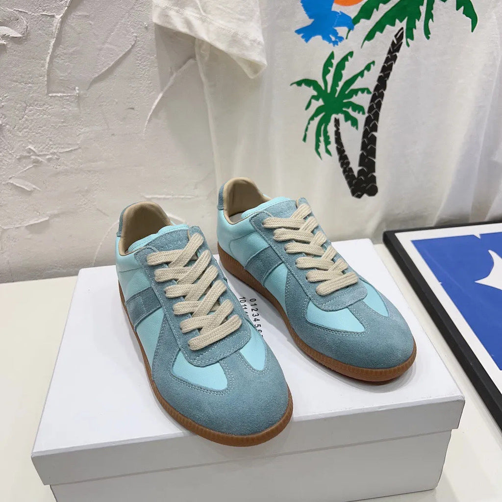 Premium Genuine Leather Casual Sneakers - Unisex Breathable Lace-Up Shoes