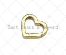 Load image into Gallery viewer, CZ Pave Heart Clasp, 18K Dainty Gold Carabiner Clasp, Snap Clip Trigger Clasp, Spring Buckle Clasp , 25x22mm,Sku#LD65