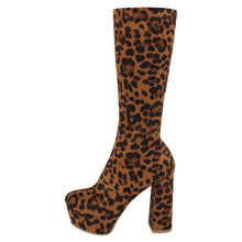 Load image into Gallery viewer, Women's Leopard Print Mid-Calf Boots - Chunky Heel Platform Boots with Waterproof Sole