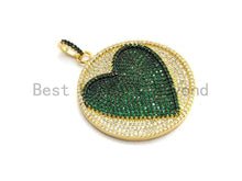 Load image into Gallery viewer, CZ Large Round With Heart Pendant, Sku#F689C