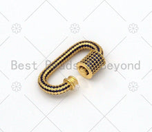Load image into Gallery viewer, Fully CZ Micro Pave Oval Screw Clasp, Oval Pave Clasp, Green/Cobalt/Clear Color Carabinar Clasp,16x29mm,sku#ML48