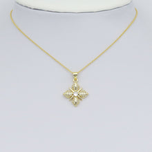 Load image into Gallery viewer, Gold Clear CZ Flower Charm Pendant, Sku#LK989