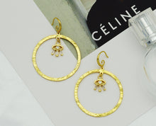 Load image into Gallery viewer, CZ Evil Eye On Round Ring Large Hoop Earrings, Sku#B182