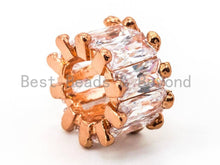 Load image into Gallery viewer, CZ Micro Pave Big Hole Spacer Beads, Clear Cubic Zirconia Spacer Beads Gold/Silver/Rose Gold/Gunmental, 5x9mm, sku#G270