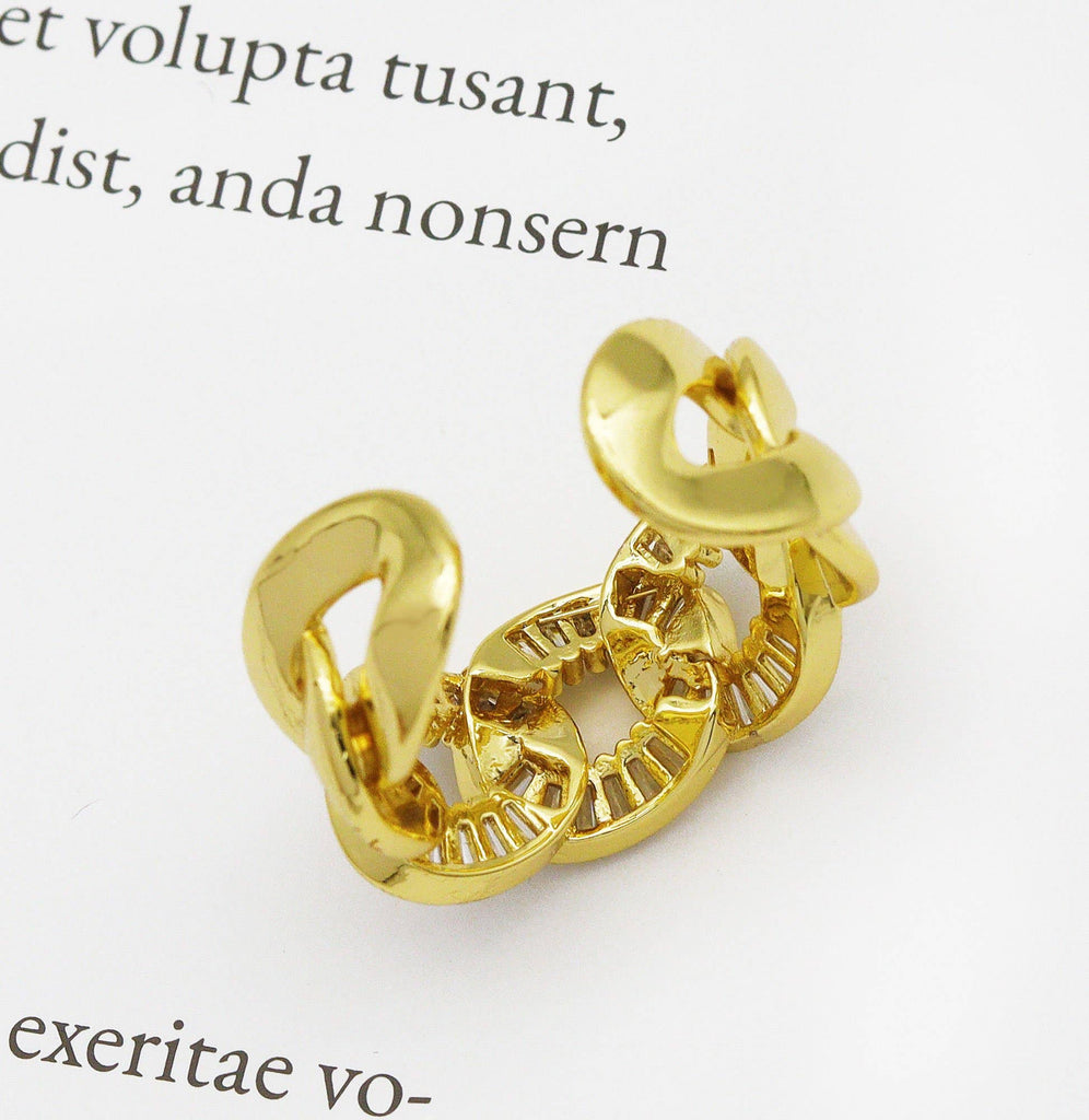 CZ Oval Link Adjustable Ring, Sku#LD238