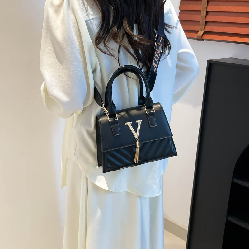 Women's Tassel Crossbody Bag - Structured PU Leather Shoulder Bag with Phone Pocket
