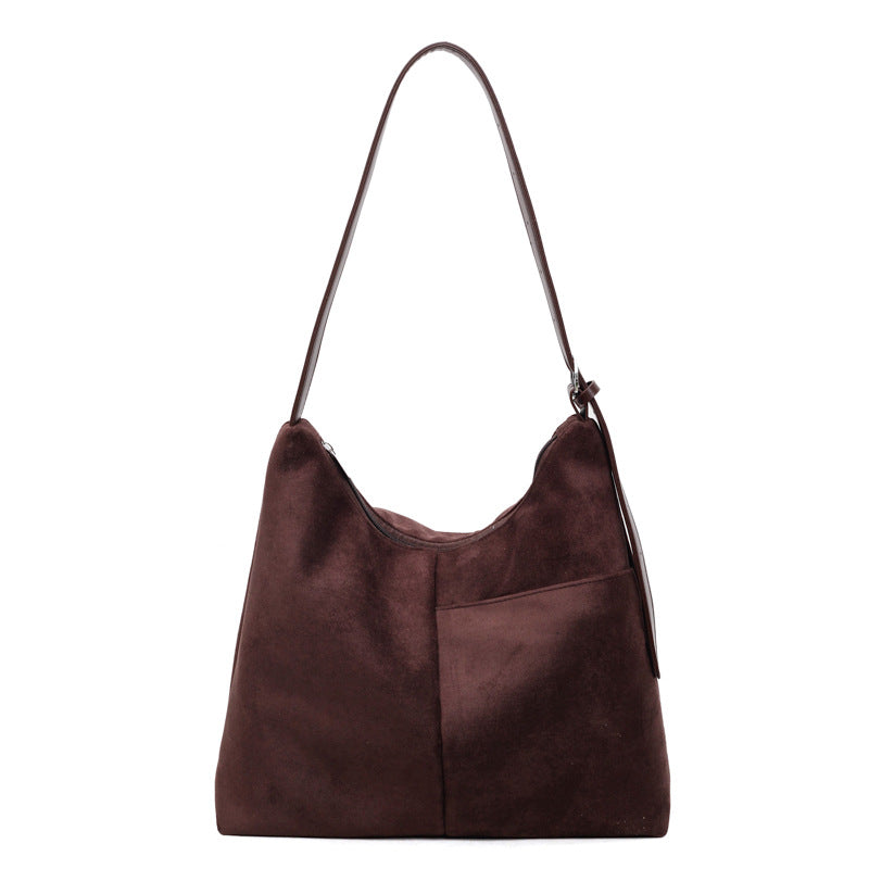 Suede-Look High-Capacity Crossbody Bag – Versatile Everyday Shoulder Bag for Women