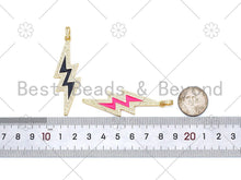 Load image into Gallery viewer, Large CZ Micro Pave Colorful Enamel Lightning Shape Pendant, 18K Gold Filled Lightning Charm,Necklace Pendant,59x20mm,Sku#ML50