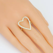 Load image into Gallery viewer, Clear CZ Open Heart Statement Adjustable Ring, Sku#A338