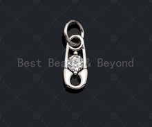 Load image into Gallery viewer, Clear CZ Micro Pave Safety Pin Shape Pendant,Cubic Zirconia