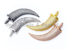 Load image into Gallery viewer, CZ White Micro Pave Horn Pendant with Diamond Bail,12x31mm, sku#B34