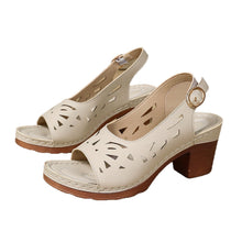 Load image into Gallery viewer, Women's Retro Hollow-Out Roman Sandals | Open Toe Buckle Strap Mid Heel