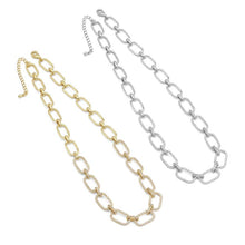 Load image into Gallery viewer, Clear CZ Gold Oval Link Chain Necklace,sku#LX233