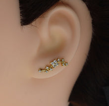 Load image into Gallery viewer, Gold Ear Climber Earring in Clear Crystal, Flower Blossom Earrings, Sku#B223