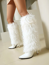 Load image into Gallery viewer, Women's Fuzzy High Heel Booties - Pointed Toe Stiletto Ankle Boots