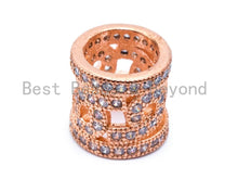 Load image into Gallery viewer, CZ Micro Pave Big Hole Cylinder Spacer Beads, Large Hole Pave beads, Cubic Zirconia Tube Spacer Beads, 10mm, sku#C17