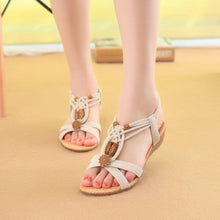 Load image into Gallery viewer, Women's Korean Flat Wedge Sandals | Multi-Material Slip-On Open-Toe