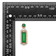 Load image into Gallery viewer, Gold CZ Green Jade Rectangle Bar Charm, Sku#LX347