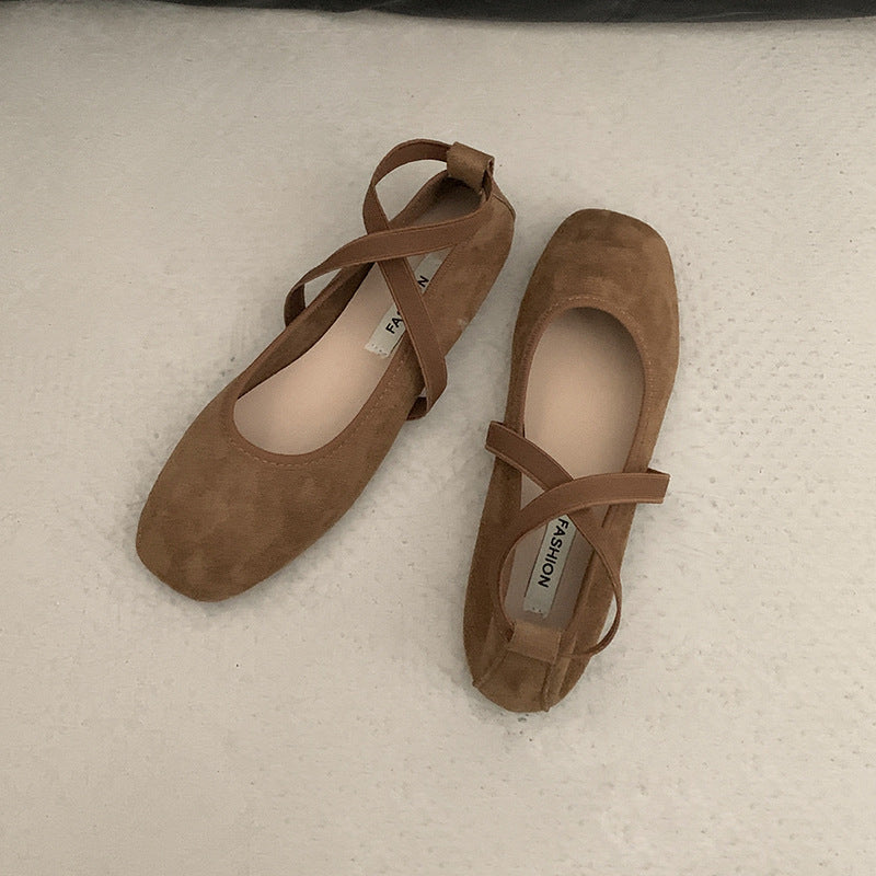 Women's Mary Jane Chunky Heel Flats | Square Toe Buckle Closure PU Leather Shoes