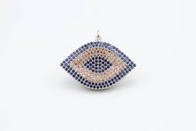 Load image into Gallery viewer, CZ Cobalt Micro Pave Marquise Evil Eyes Pendant, Cubic Zirconia Pendant,32x28mm,sku#F31