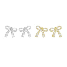 Load image into Gallery viewer, Gold Silver Bow knot Gold Stud Earrings, Sku#LD674